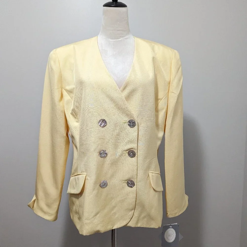 NEW CHRISTIAN DIOR Vintage Silk Blazer V- neck Jacket